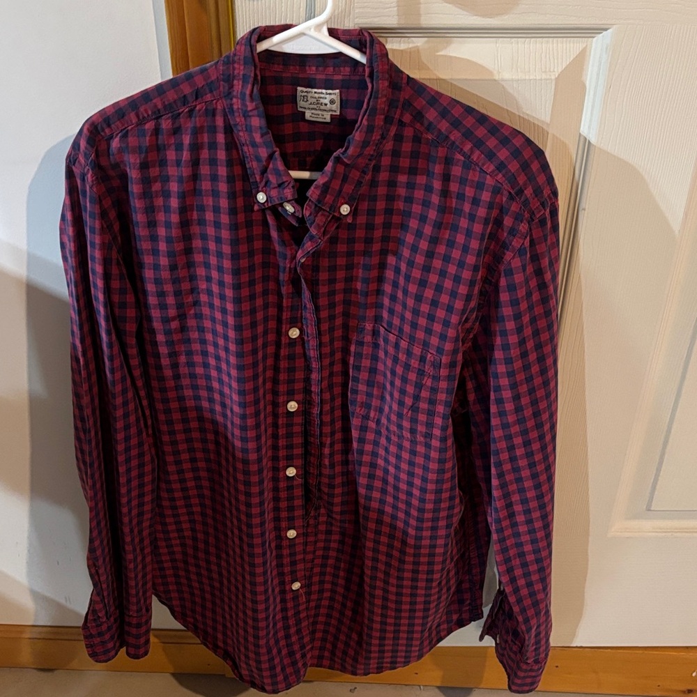 J. Crew Red and Blue Checkered Button Down Shirt
